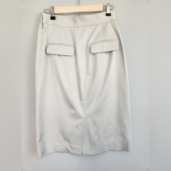 Charles Nolan Designer Cream Pencil Skirt with back pockets Sz 8 - Picture 3 of 9